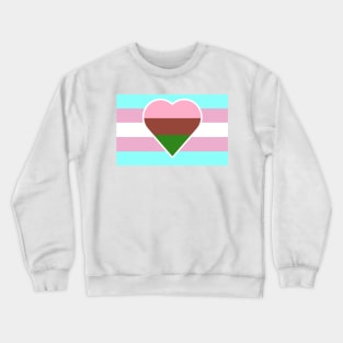 Transgender Pride Flag with Gynesexual/Gynephilic Heart Crewneck Sweatshirt